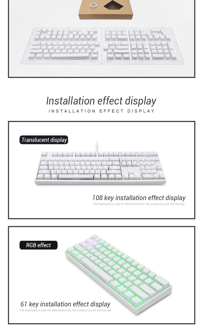 129-Key Pudding Keycaps – OEM Profile, PBT Double-Shot, RGB Backlit for MX Switch Mechanical Keyboards (ISO Layout)