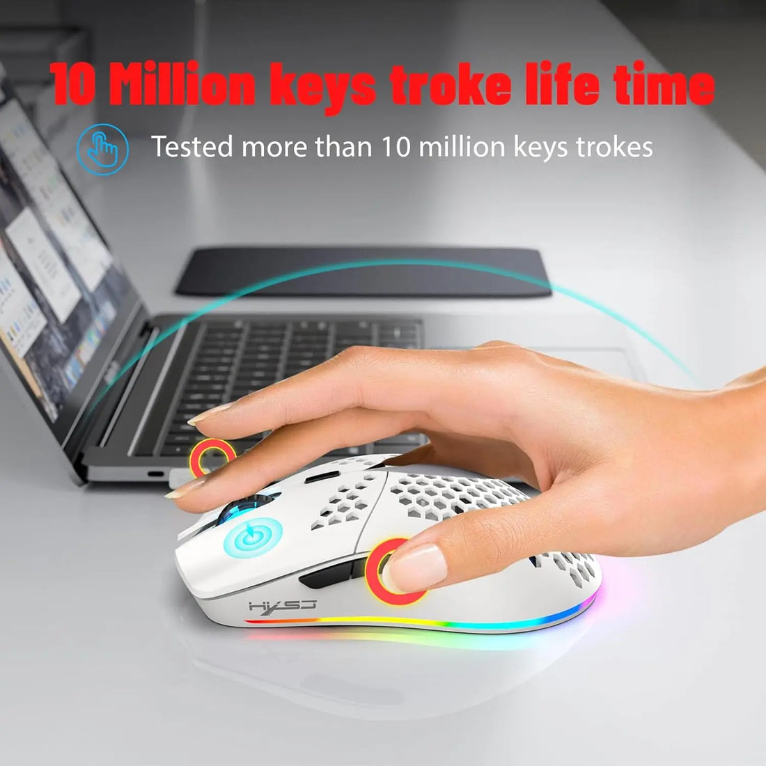 MAMBASNAKE x HXSJ T66 Wireless Gaming Mouse – 2.4GHz Rechargeable with 6 Programmable Buttons