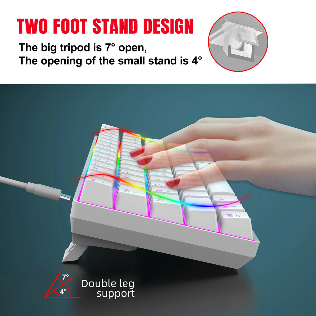 60% Wired Gaming Keyboard – RGB Backlit Ultra-Compact 61-Key Waterproof Mini Keyboard for PC/Mac Gamers