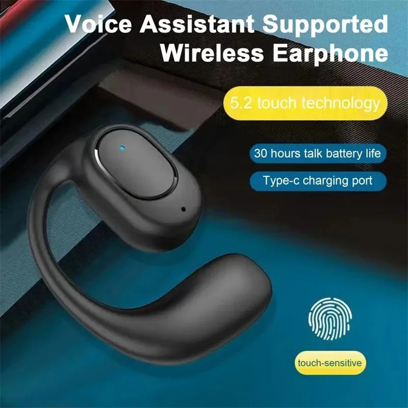 Wireless Bone Conduction Bluetooth Headset with Microphone – Noise-Cancelling, Hands-Free Earphones for Driving, Calls & Outdoor Activities