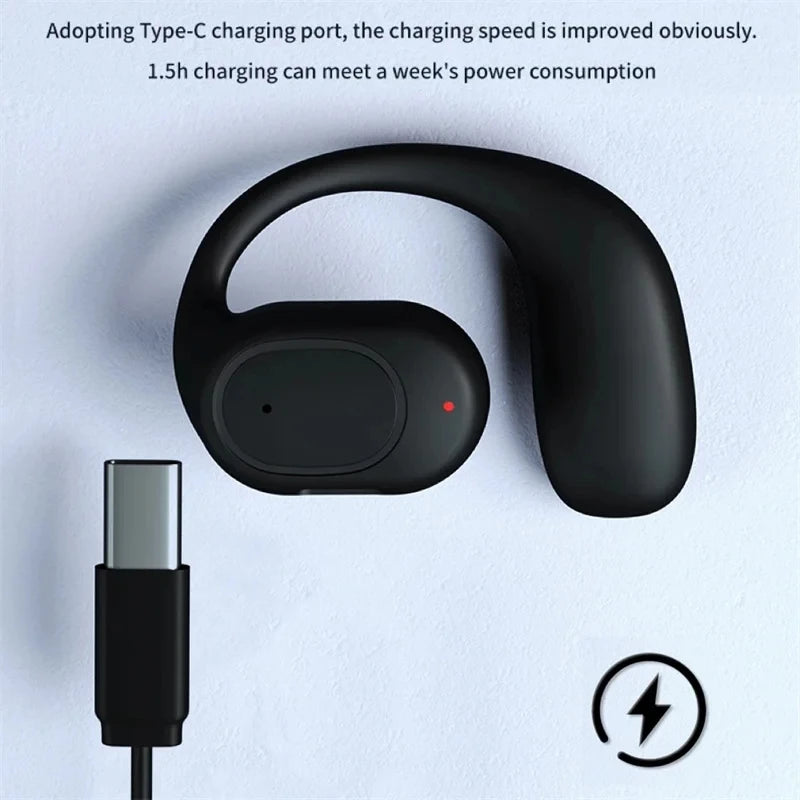 Wireless Bone Conduction Bluetooth Headset with Microphone – Noise-Cancelling, Hands-Free Earphones for Driving, Calls & Outdoor Activities