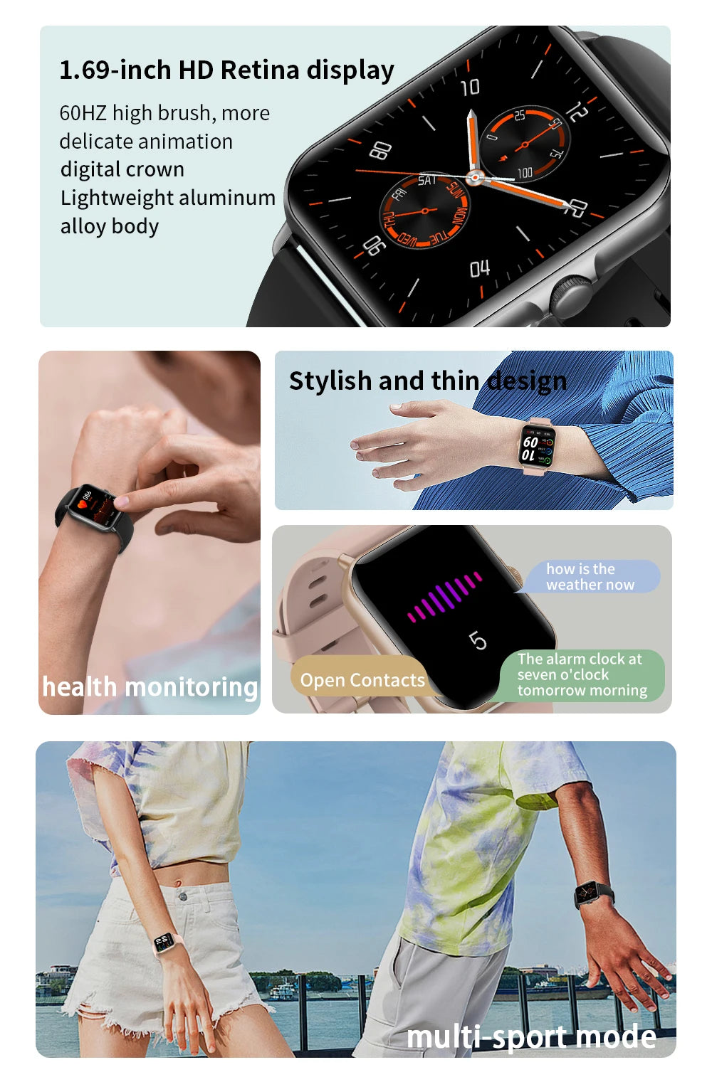 2022 Digital Smartwatch Sports Fitness Men's Women