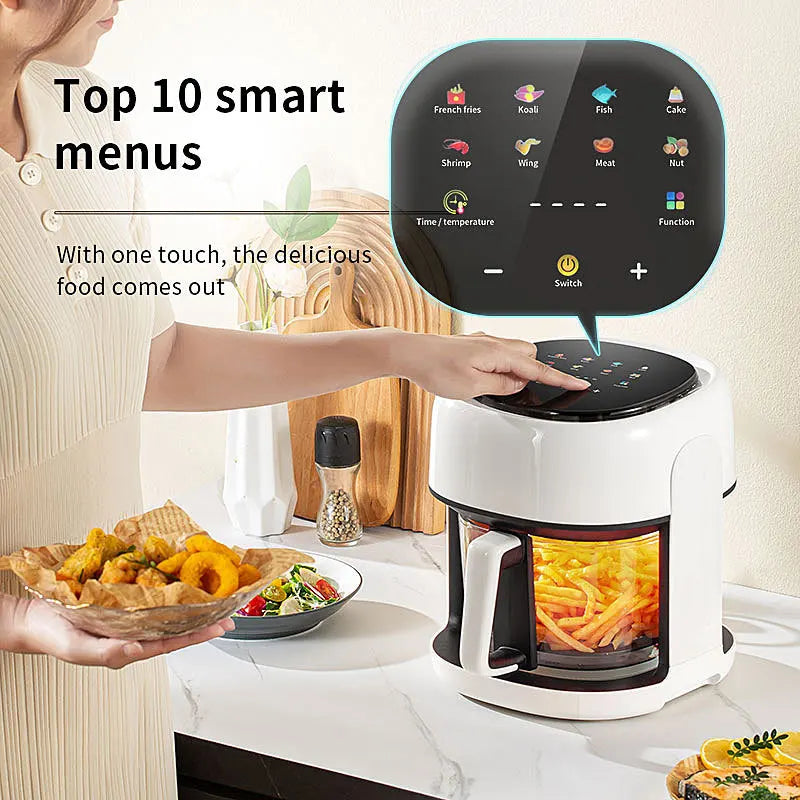Smart Air Fryer Electric Visual Window 4.5L – Oil-Free 360° Convection Oven with Digital Controls for Healthy Cooking