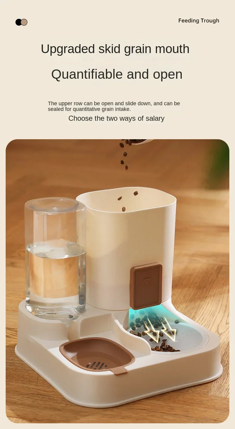 Automatic Pet Water & Food Dispenser – Dual Compartment with Wet/Dry Separation – Ideal for Cats & Small Dogs