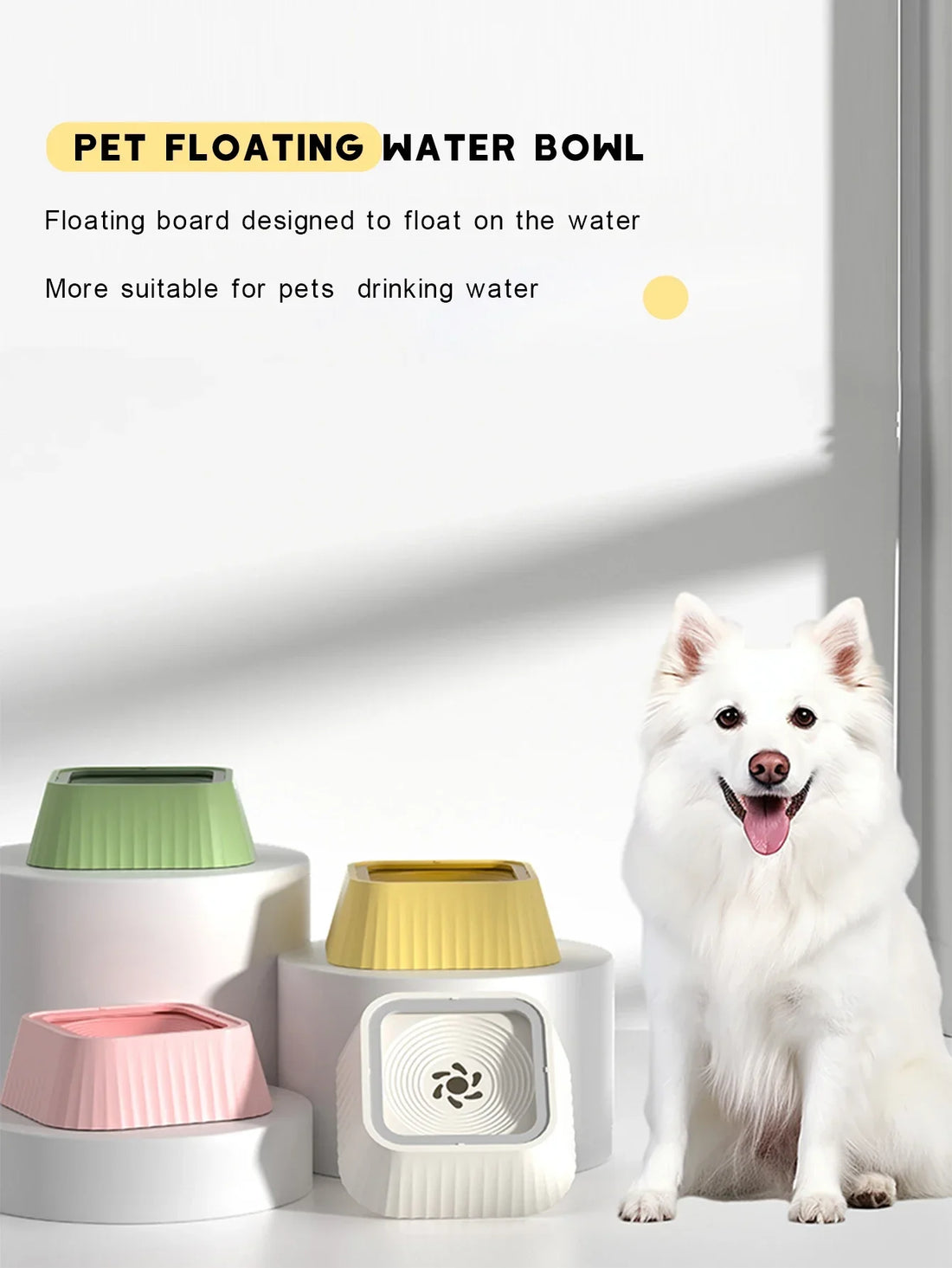 Pet Water Fountain with Floating Plates – No-Spill Dog Water Bowl & Slow Feeder
